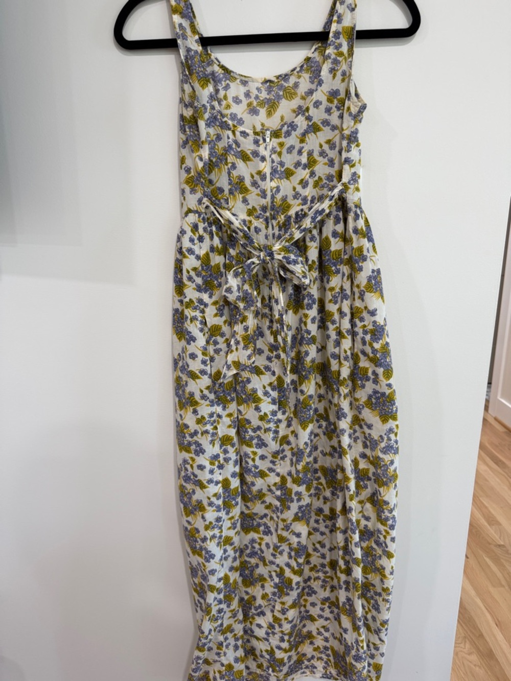 Vintage Betsey Johnson White Maxi Dress with Yellow and Blue Floral Sundress - Picture 2 of 3